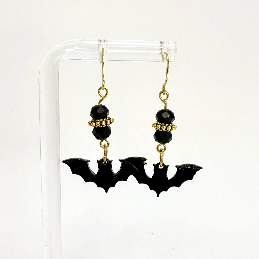 Handmade Gothic Black Bat Earrings